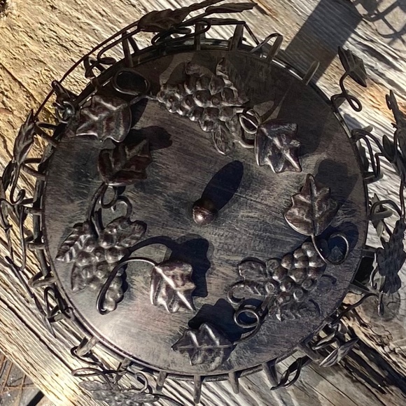 Wine Cork Metal Glass-Shaped w/ Clasped Lid Decorative Caged Holder - Picture 6 of 7